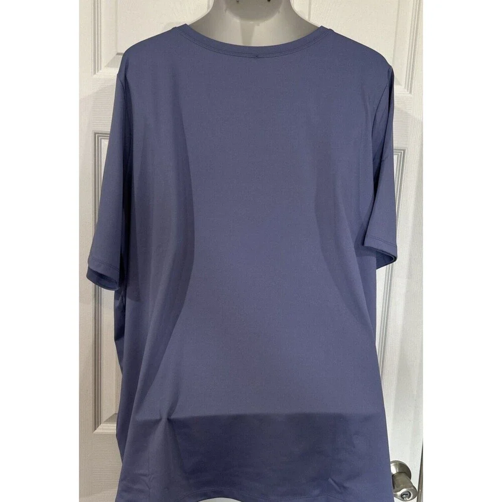 Susan Graver Modern Essentials Butterknit Top V Neck Peri Blue Mist Plus Size 4X